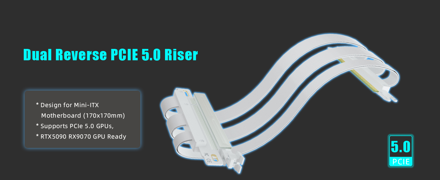Dual Reverse PCIE 5.0 Riser
