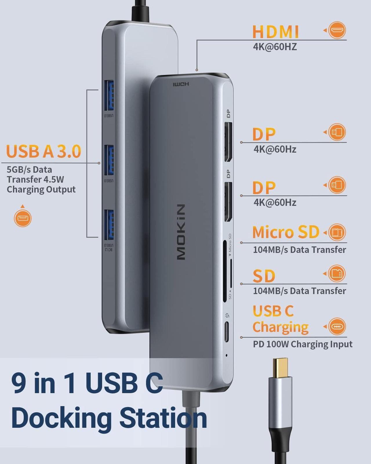 9 in 1 USB C Docking Station