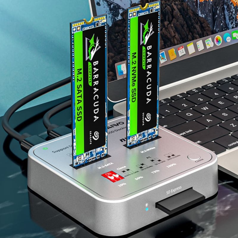 NeweggBusiness - MAIWO Dual Bay External M.2 NVMe & SATA SSD Docking
