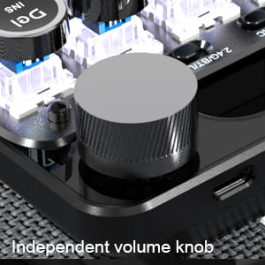 The volume knob for manual adjustment is made of fine metal.