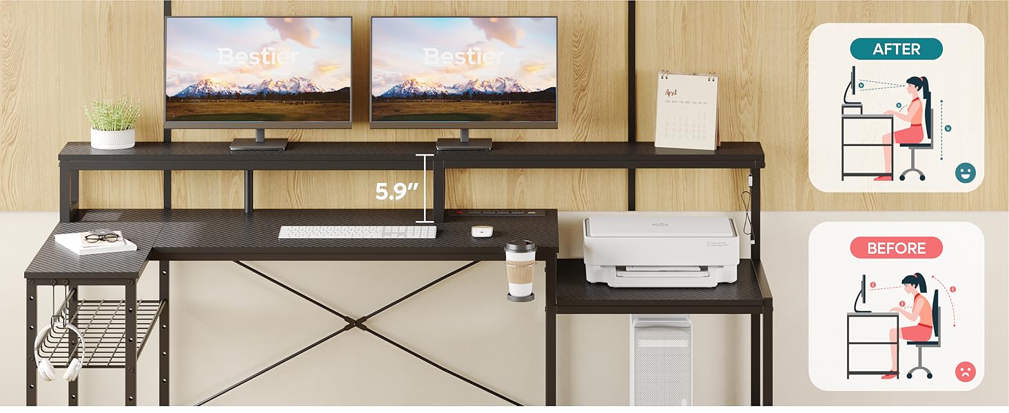 Office Table with Monitor Stand