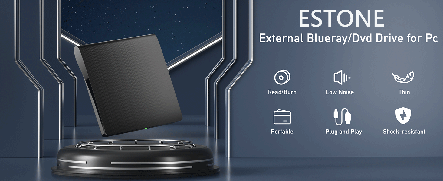 ESTONE External CD/DVD/BD Drive for Laptop