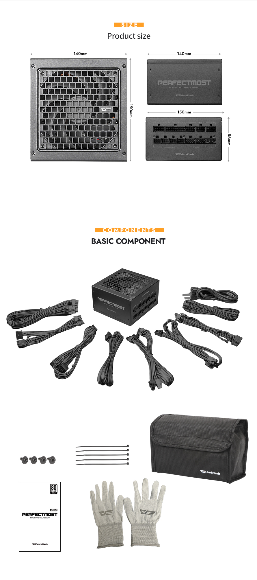 darkFlash PMT750, 750W Fully Modular Power Supply, 80 PLUS Gold & Cybenetics Platinum Certified