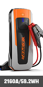 Yesper Battery Jump Starter,2160A peak Portable Car Starter with LED &USB QC3.0,12V Auto Car Jumper