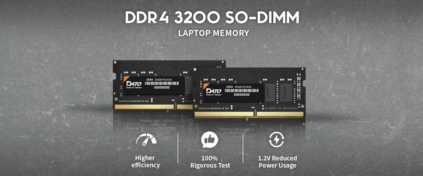 DATO 32GB RAM (16GBx2), DDR4 3200MHz PC4-25600 CL22 SODIMM 1.2V 260-Pin Non-ECC SODIMM, Laptop