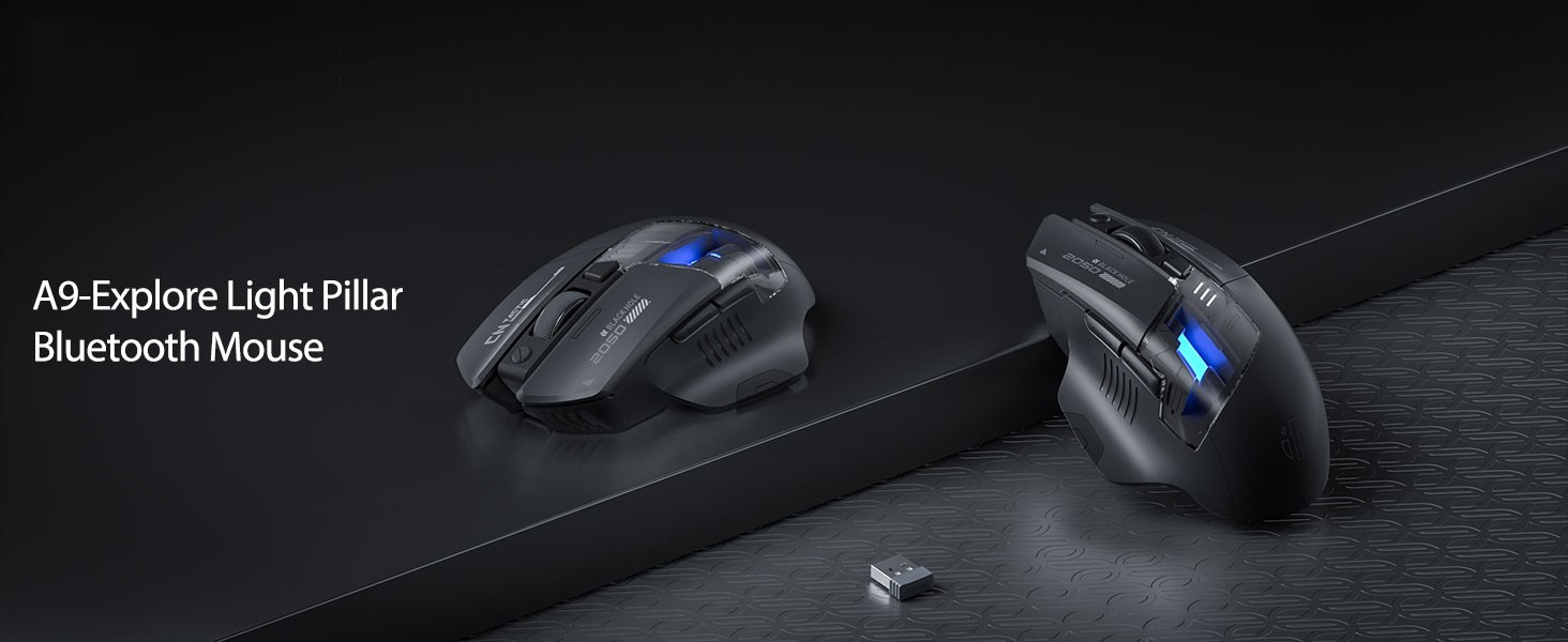A9 V2 Explorer Wireless Gaming Mouse, Tri-Mode, Rechargeable 2.4G/Type-C Wired/Bluetooth Wireless Mo