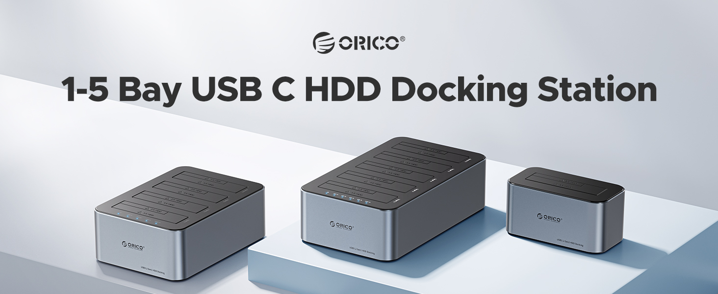 ORICO 100TB USB C to SATA I/II/III 5 Bay External Hard Drive Enclosure Docking Station for 2.5 or 3.