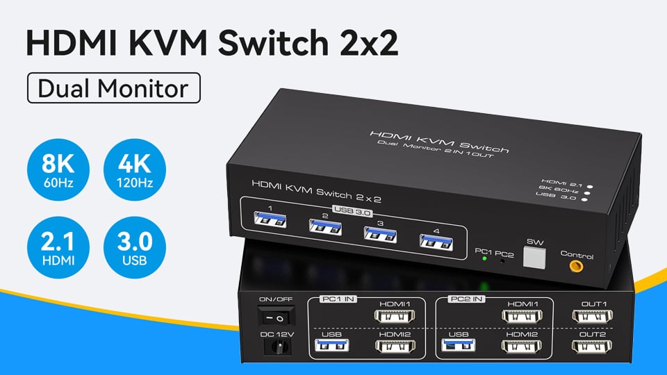 HDMI kvm Switch 2 Monitors 2 Computers