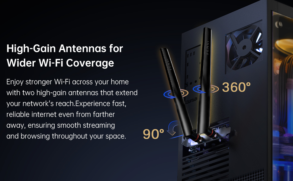 BE6500 WiFi 7 PCIe Network Card for Desktop PC,Tri-Band 2.4G/5G/6GHz Wireless Adapter with Bluetooth