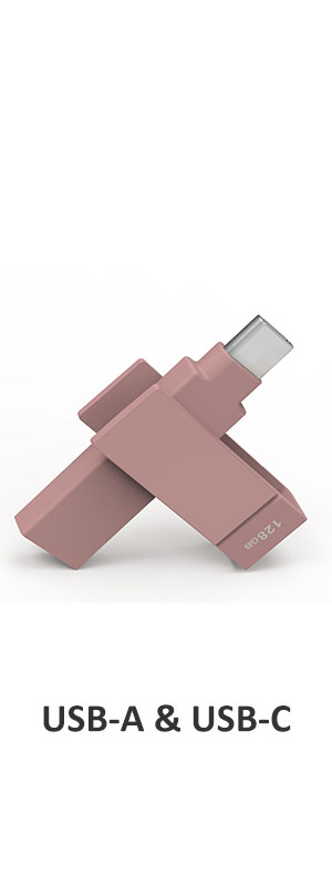 PioData iXflash USB A to USB C Flash Drive Pink