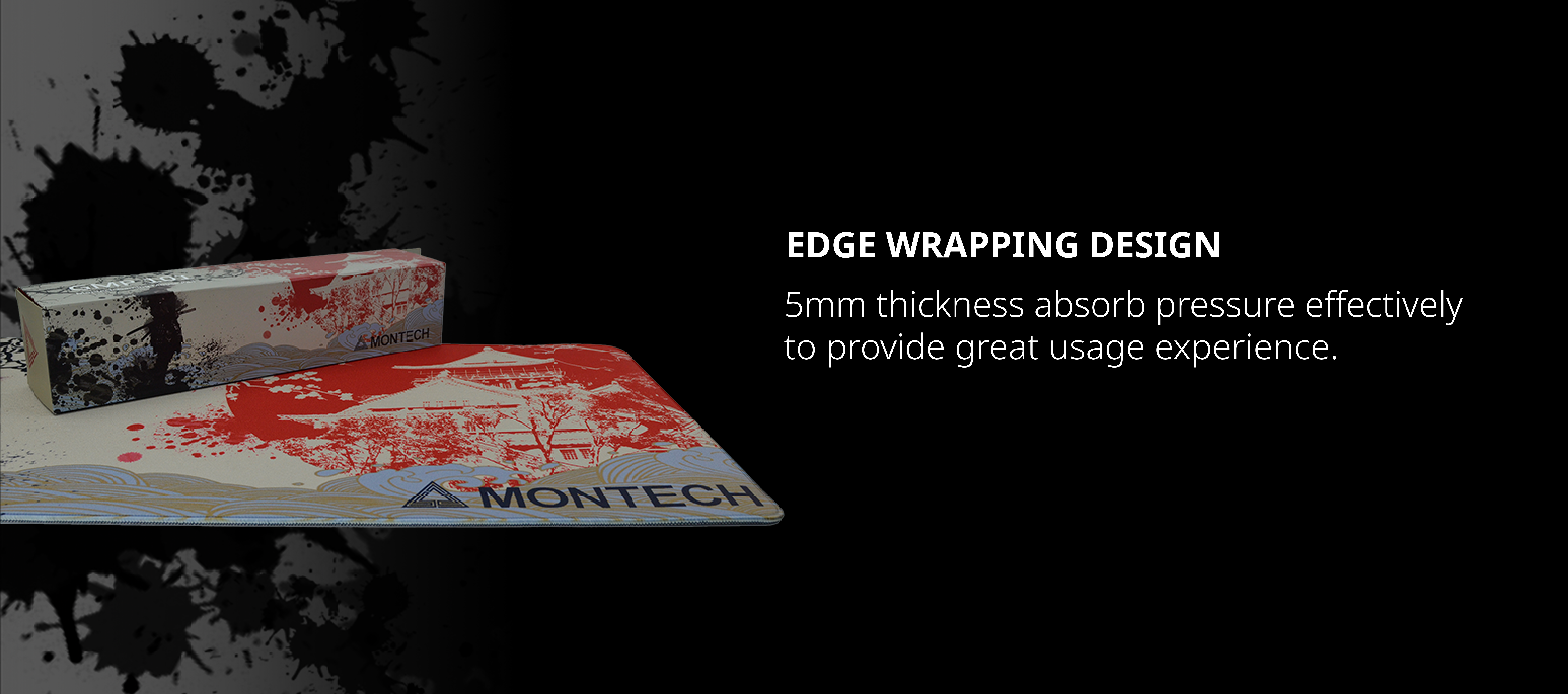 MONTECH Samurai Spirit Gaming Mouse Pad Edge Wrapping Design