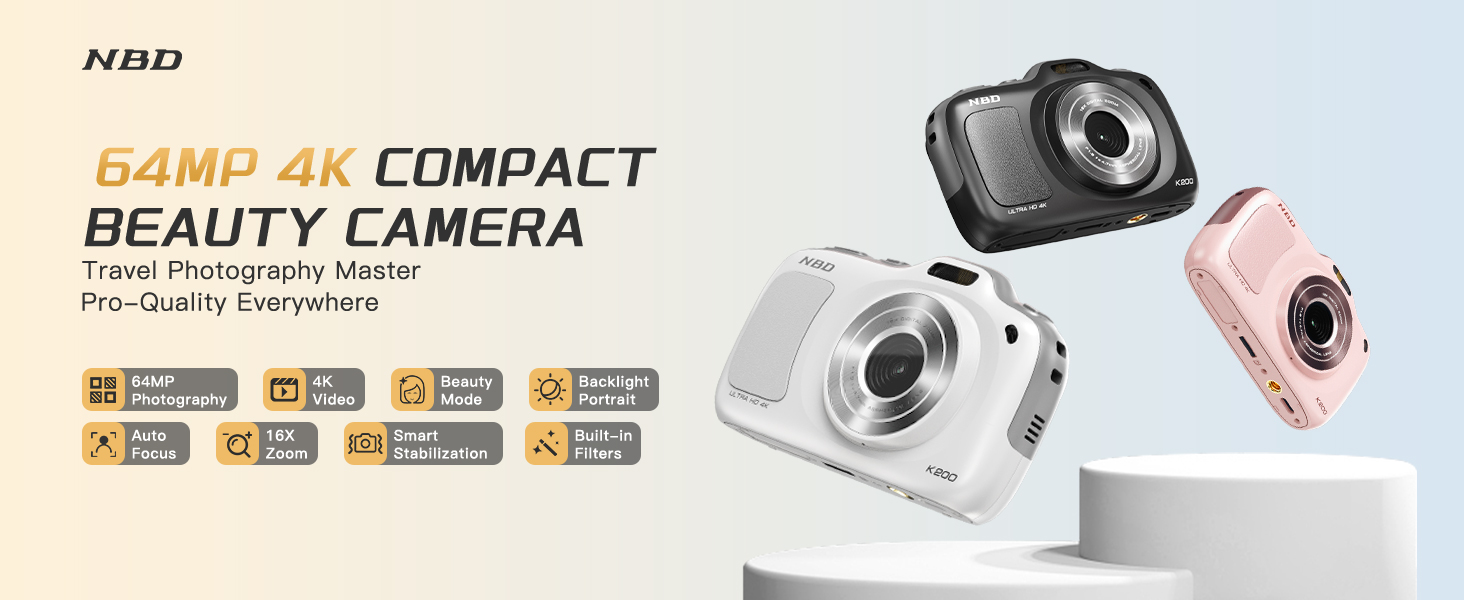 64MP 4K compact autofocus anti-shake portable travel beauty digital camera for beginners vlogging