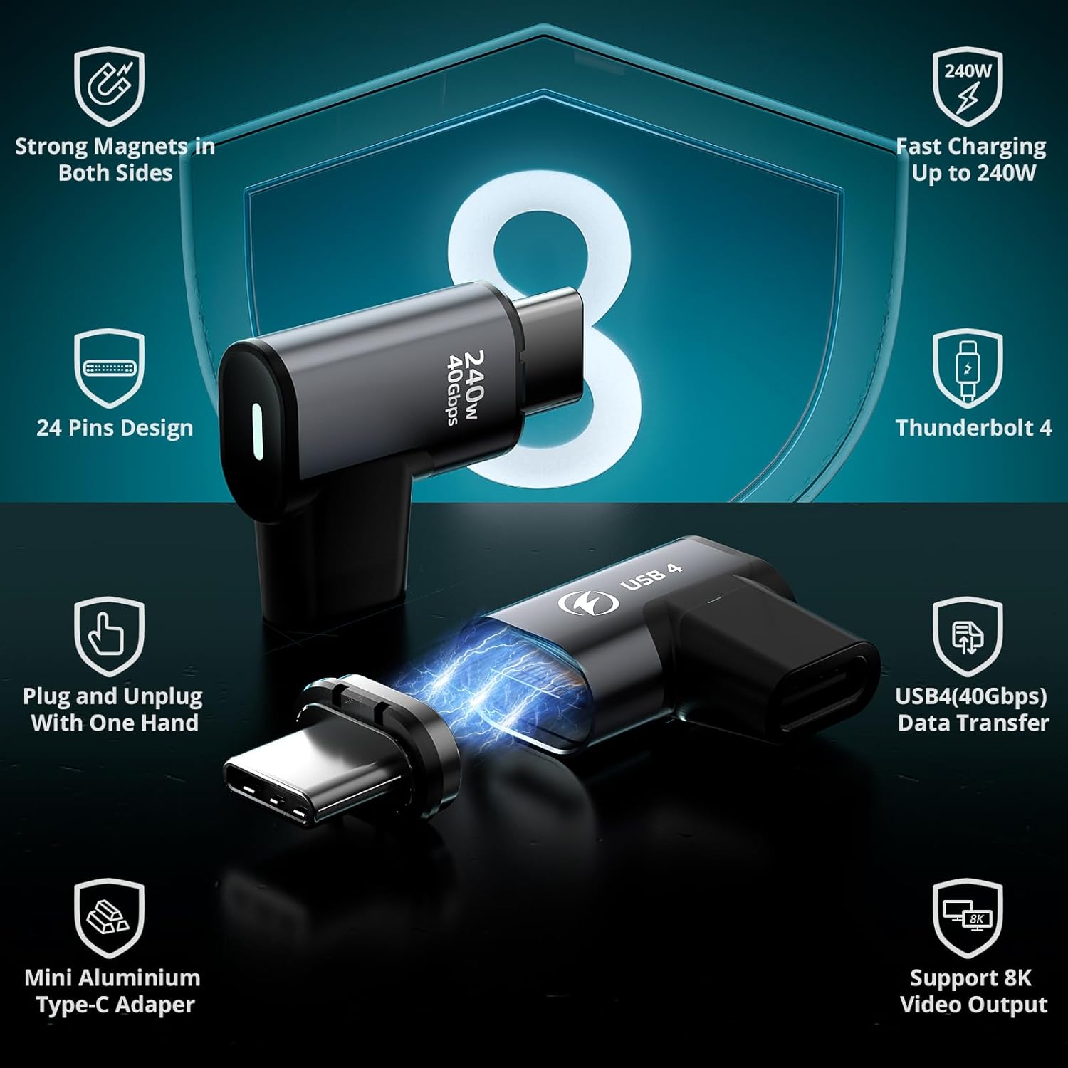 Elbow USB C Magnetic Adapter