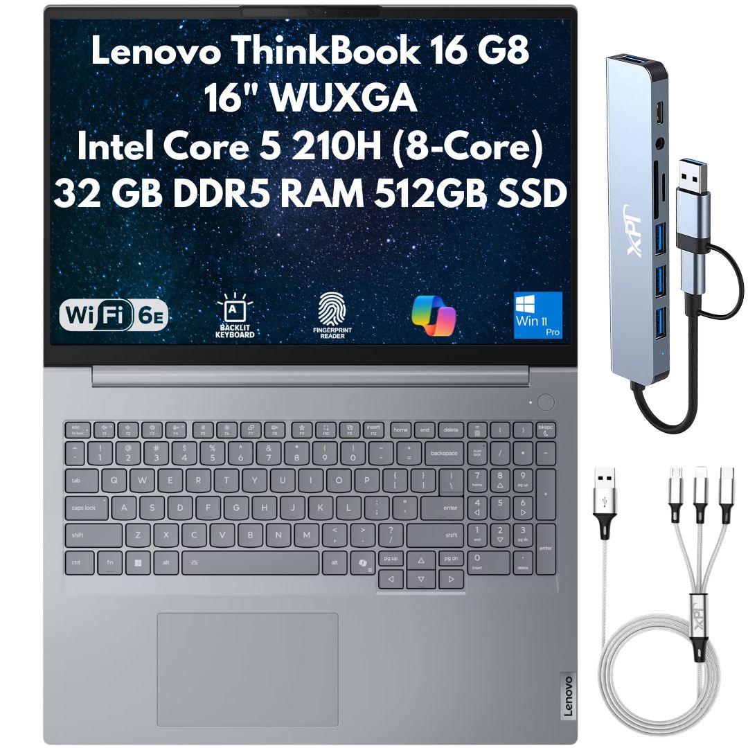 Lenovo ThinkBook 16 Gen 8 Intel Core 5 210H 16" WUXGA Fingerprint Reader Backlit Copilot Win 11 Pro