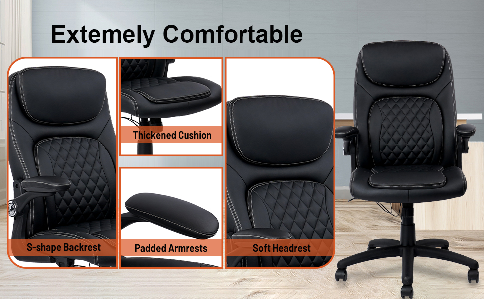 PU Leather with Adjustable Flip-up Armrests