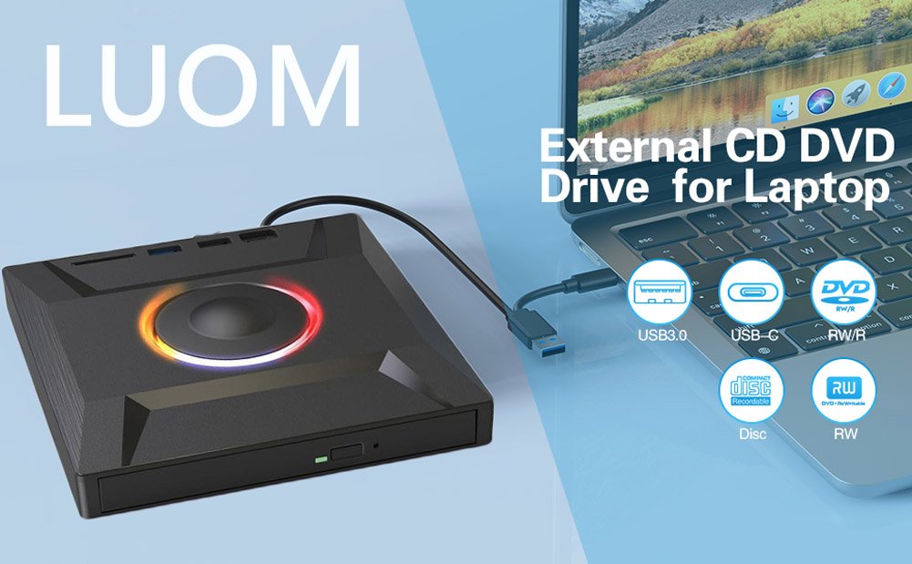 LUOM Super External CD DVD Drive