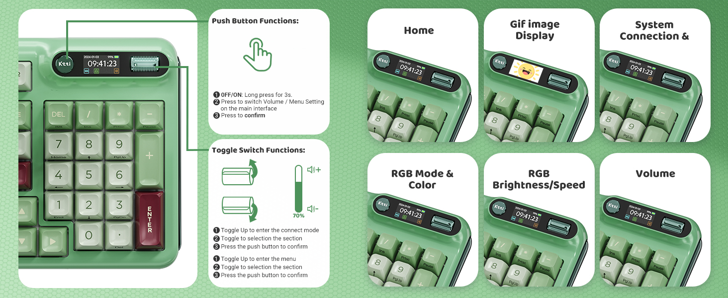 Smart Display & Toggle Switch Control Keyboard