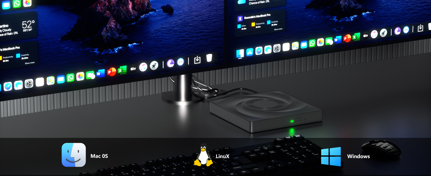 External Bluray Drive for Laptops, USB 3.0 and Type-C Portable DVD Player,BluRay Burner