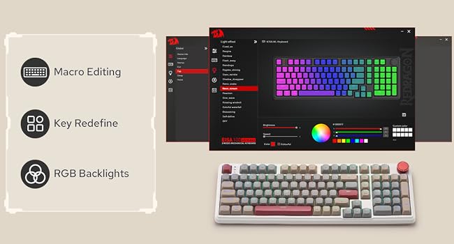 Redragon K768 PRO Wireless 100-Key Gasket Gaming Keyboard, Knob + 8000mAh | Multi-Function Control W