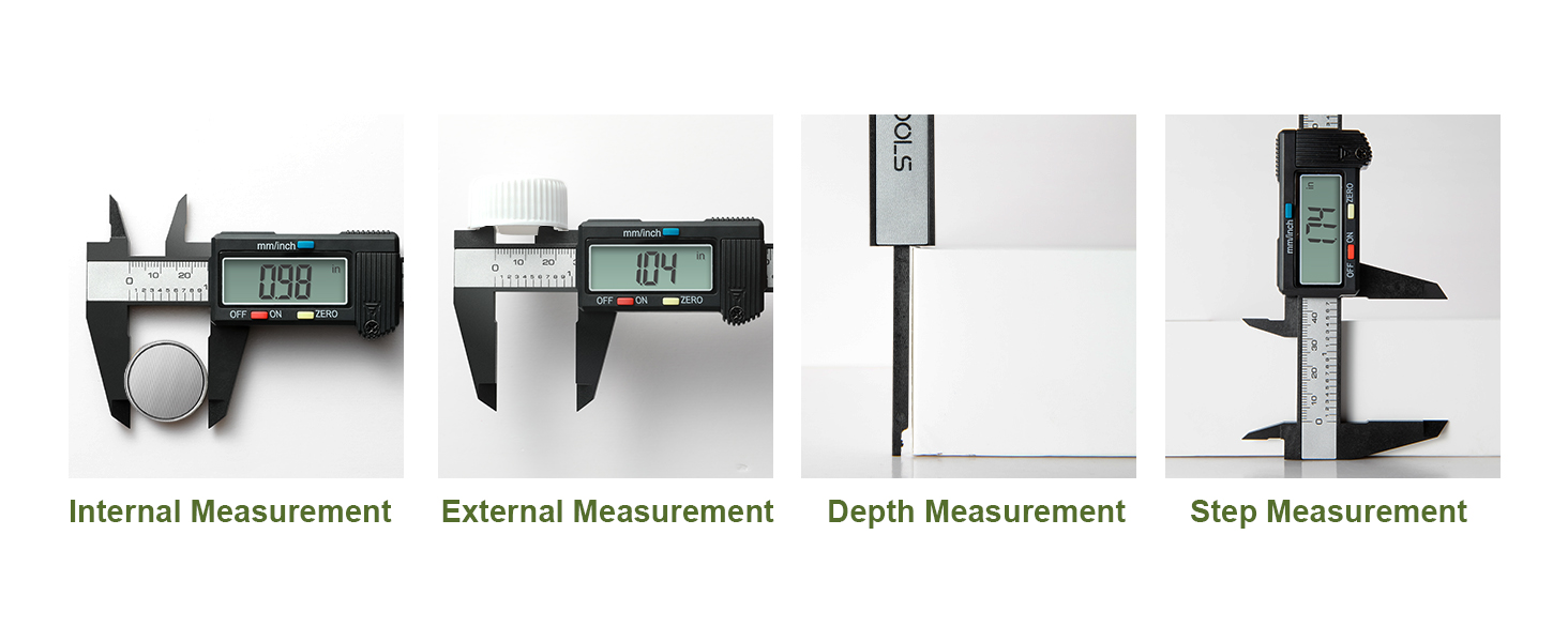 The inner test surface of the caliper fits A, reset to zero, and test B, then size of C can be teste