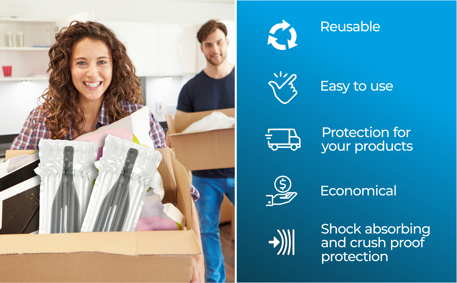 wine bottle projectors&nbsp;shipping packaging air pillows dunnage void fill air bags