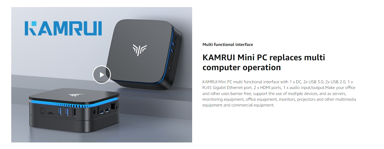 KAMRUI AK1 Plus Mini PC, Intel 12th Gen N95(up to 3.4GHz) Mini Desktop  Computers, 8GB RAM/256GB M.2 SSD Micro Computer Tower Support 4K UHD, Dual