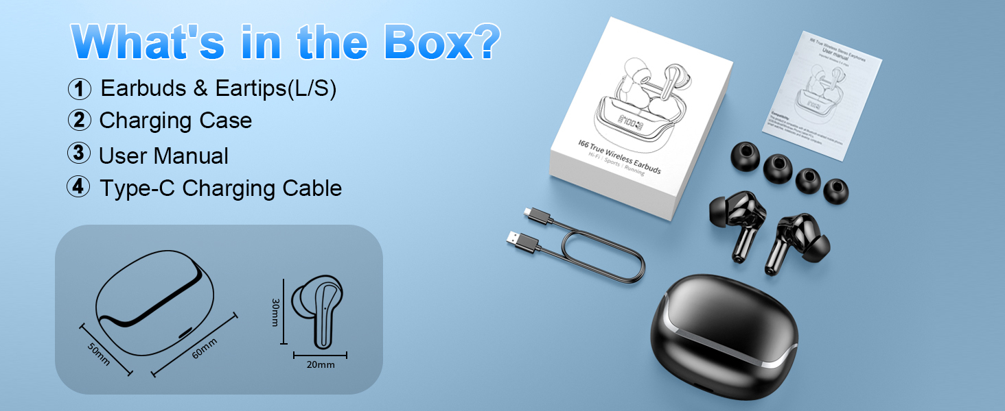 Wireless Earbuds, Bluetooth 5.4 Headphones Deep Bass, 50H Playtime In Ear Earphones