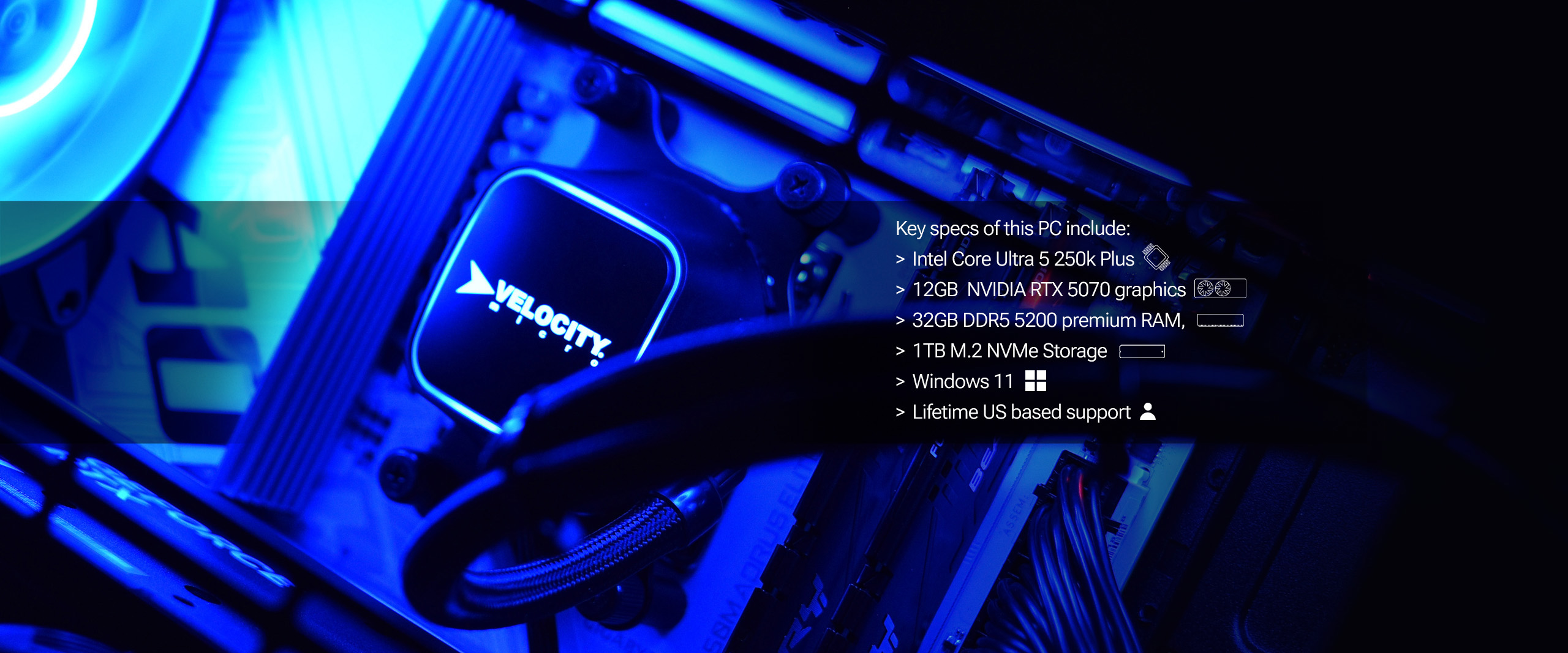 Intel Core Ultra 5 250k Plus, 12GB NVIDIA RTX 5070 graphics, 32GB DDR5 5200 premium RAM