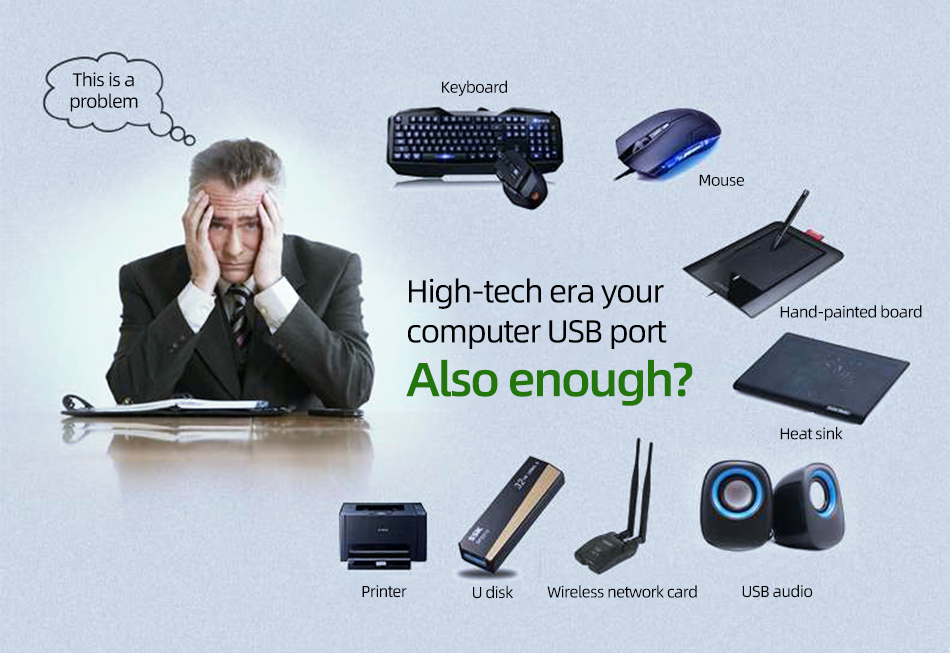 USB 3.0 Data Port hub with Universal 5V AC Adapter