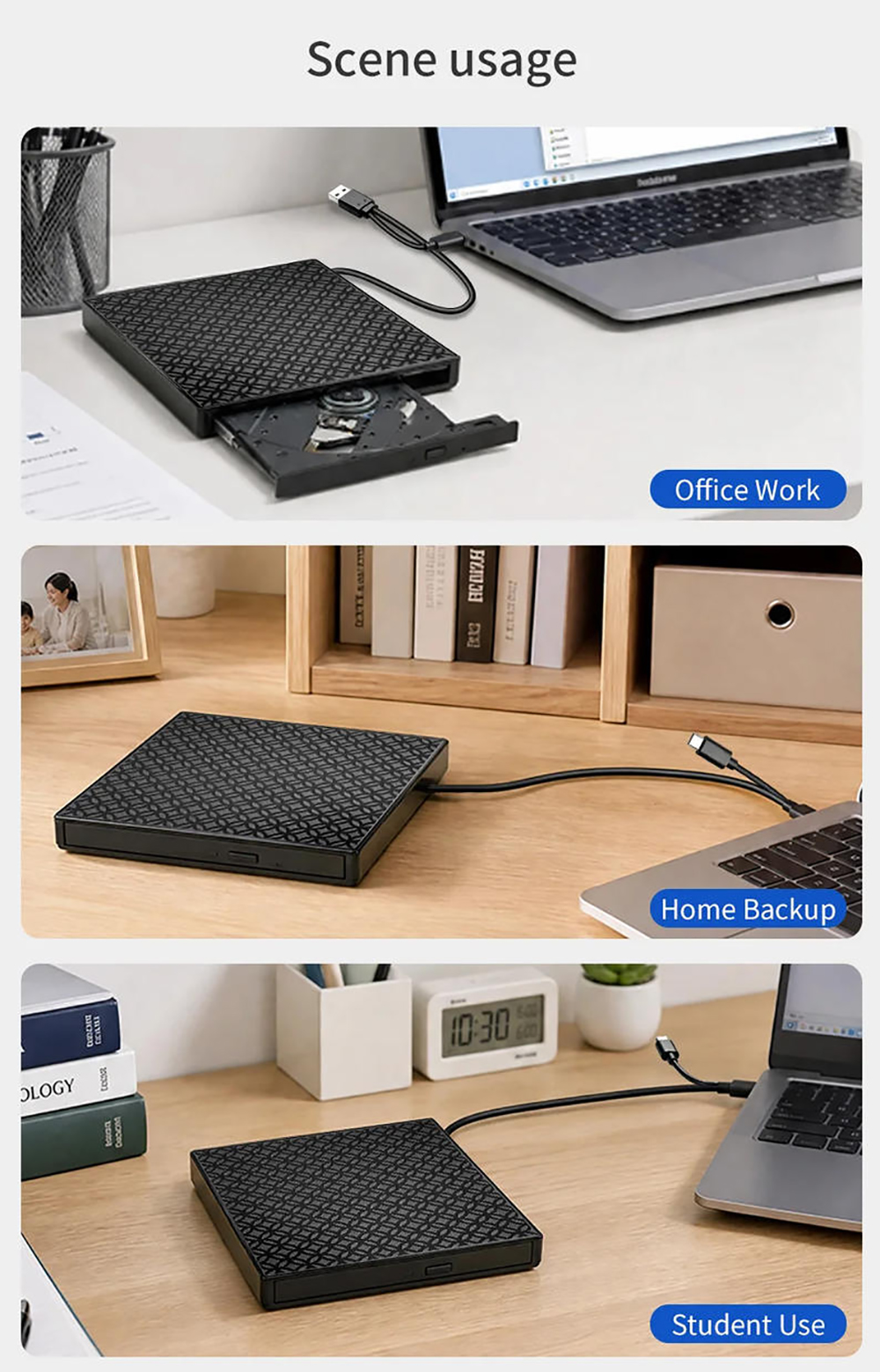 External CD/DVD Drive for Laptop, Portable DVD Player for Laptop, 8 in 1 USB 3.0 Ultra-Slim Portable