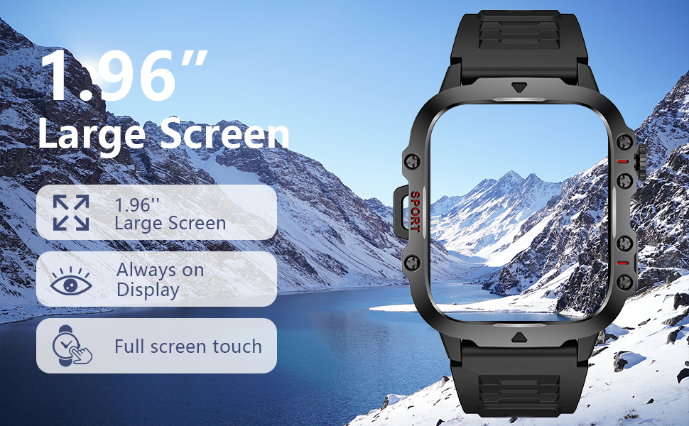 Blood Pressure Watch Men, IP68 Waterproof Blood Pressure Watch, 1.96" High-Resolution Touch Screen S