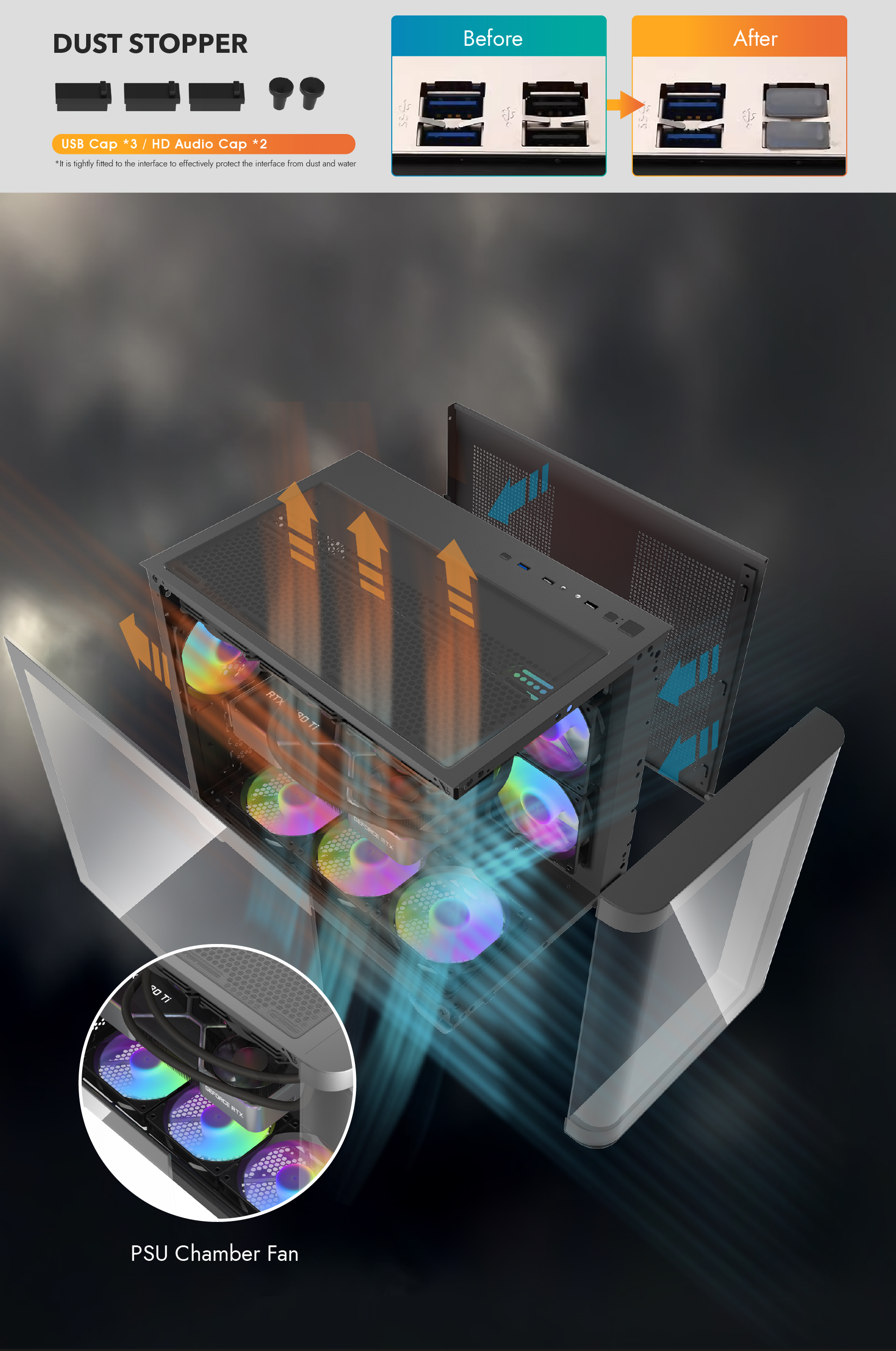 darkFlash DPW90M,Micro-ATX PC Gaming Case,3×Pre-Installed ARGB PWM Fans