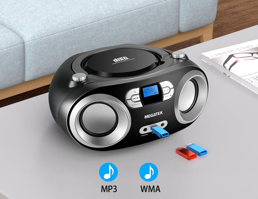 MEGATEK CB-M25BT Portable CD Player Boombox with FM Radio