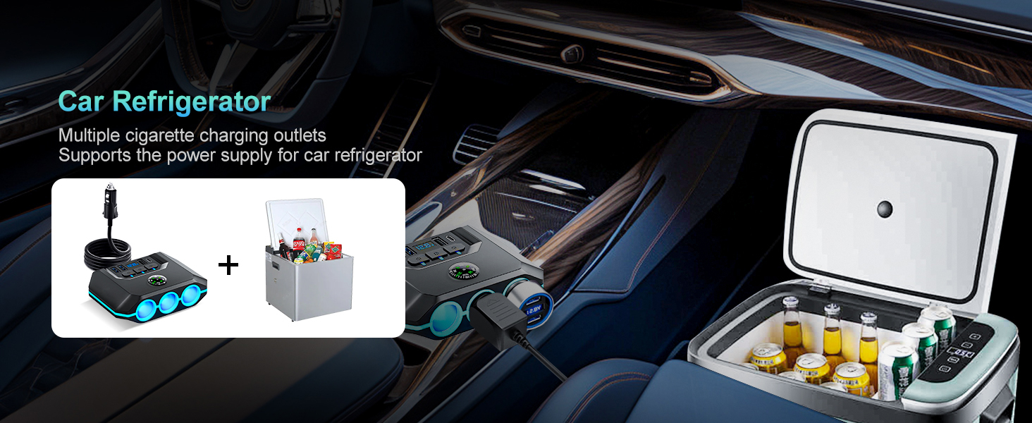 Car Auto Cigarette Lighter Splitter, 120W Car Charger Adapter with USB & PD, 7 in 1 Multi Port Power