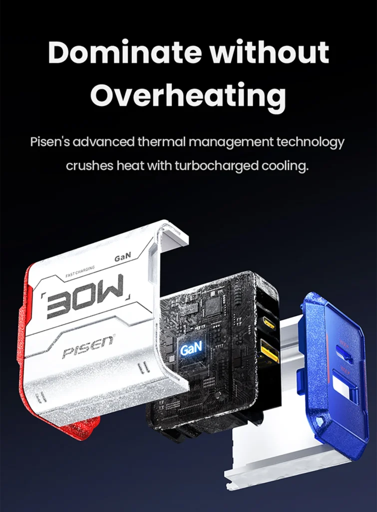 PISEN Gamer Lite 30W 2-Port GaN Fast Charger&nbsp;