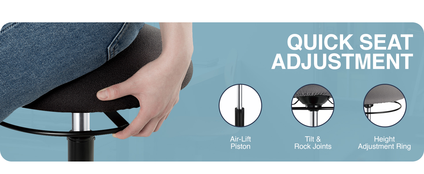 sit stand wobble stool, ergonomic leaning stool, active standing desk chair, adjustable stool