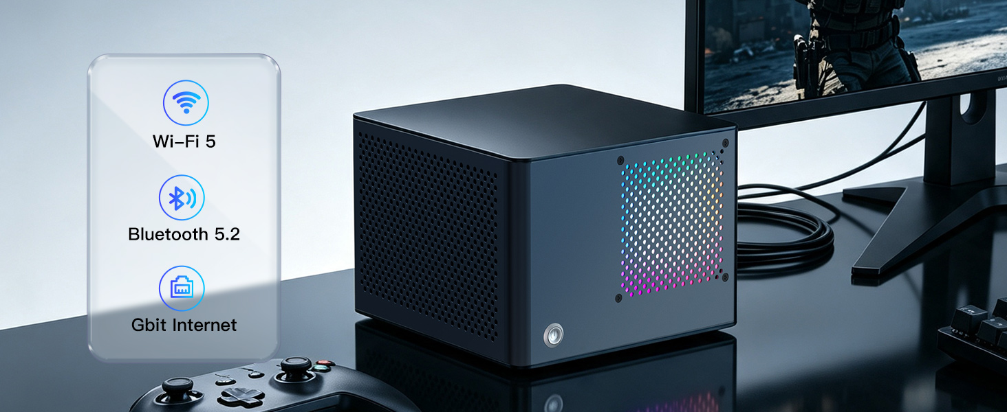 5.6L Compact Gaming Mini PC, 18-Core E5-2696v3 CPU, RX 5500 8G GPU, 32GB DDR3 Dual Channel RAM, 512G