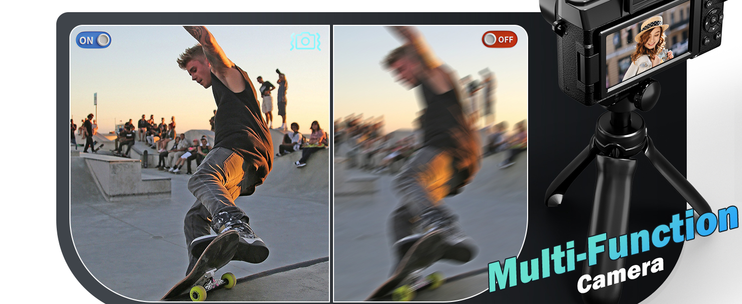 Anti-shake multi-function digital camera for clear fast sports skateboard shooting