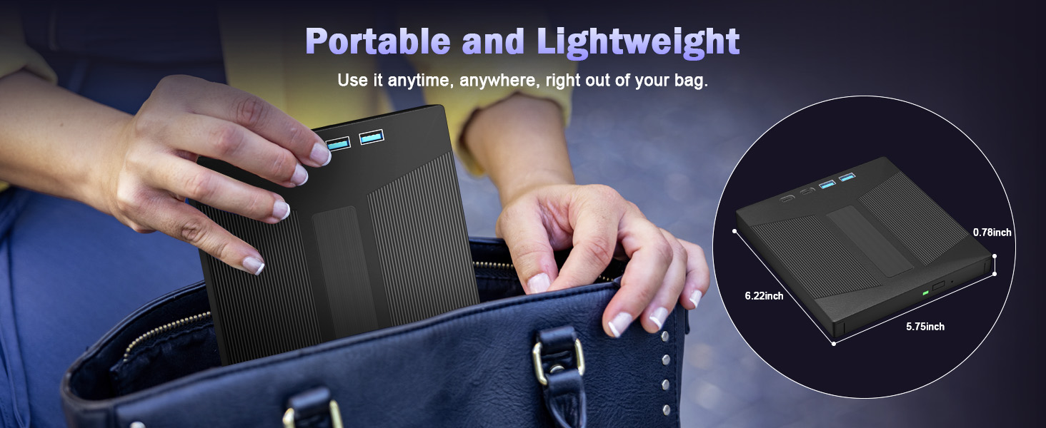 External Blu Ray Drive, 7 IN 1 Portable Blu Ray Burner USB 3.0 Type-C Blu Ray Drive Support 100G