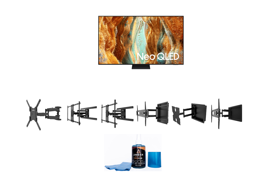 Samsung QN70FA Series TV with Kanto TV Wall Mount and Amber Screen Cleaner