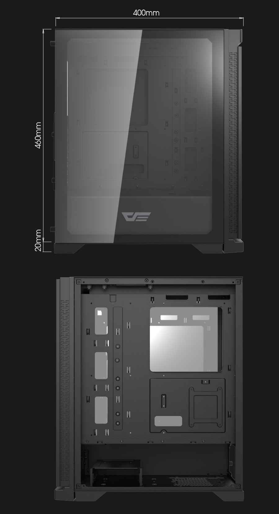 darkFlash DK361,ATX Mid-Tower Gaming Case,Hexagon Mesh High-Airflow Front,4× ARGB PWM Fans