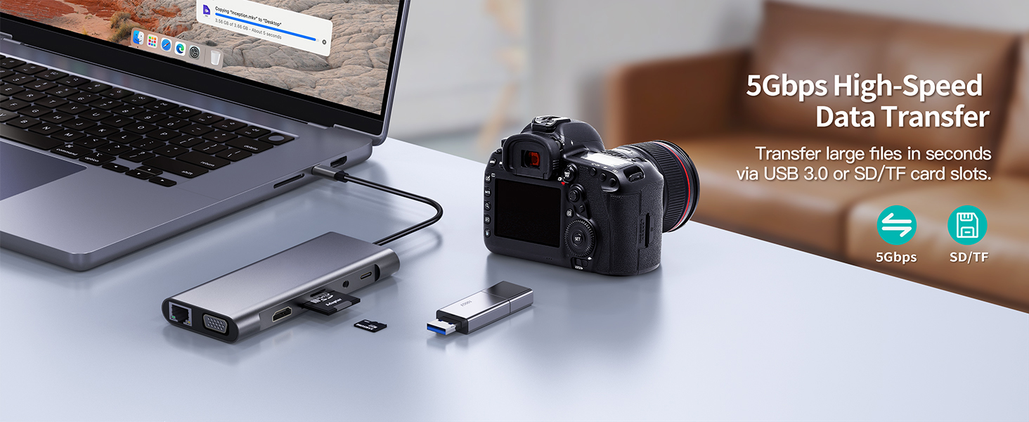 11-in-1 USB C Hub Multi-port Type C Adapter, USB C Docking Station with 4K HDMI, VGA 1080P,100W PD,