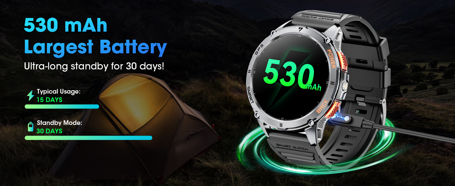 Hitoor GPS Smart Watch for Men, 1.43''AMOLED Smartwatch with Answer/Make Call, 170 Sports Modes, Com