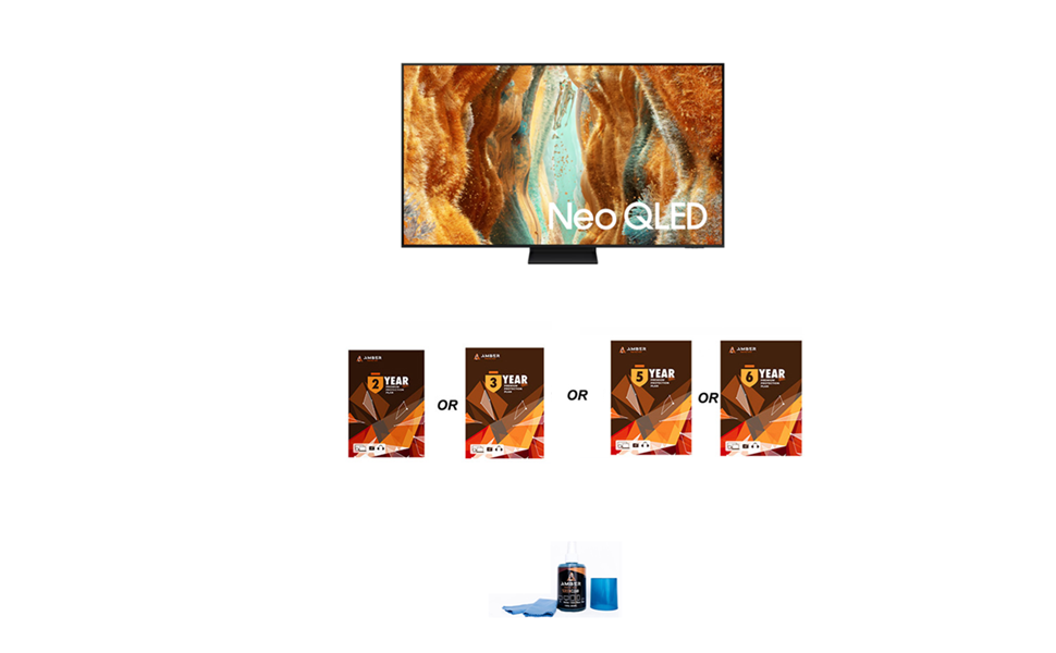 Samsung QN70FA Series TV with Amber Protection Extended Coverage and Amber Screen Cleaner