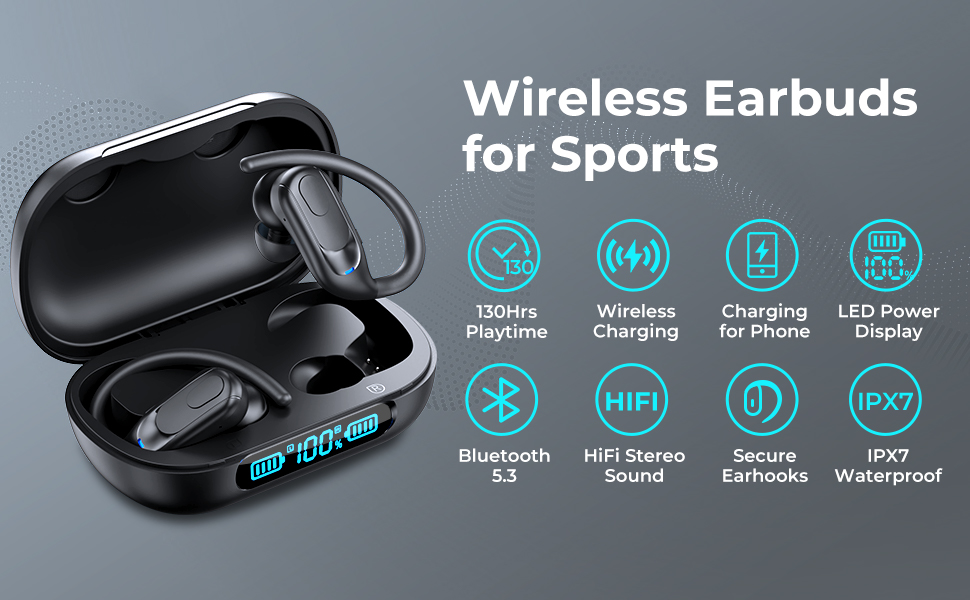 Wireless Earbuds Bluetooth 5.3 Headphones 130hrs Playtime Wireless Charging Ear Buds IPX7 Waterproof