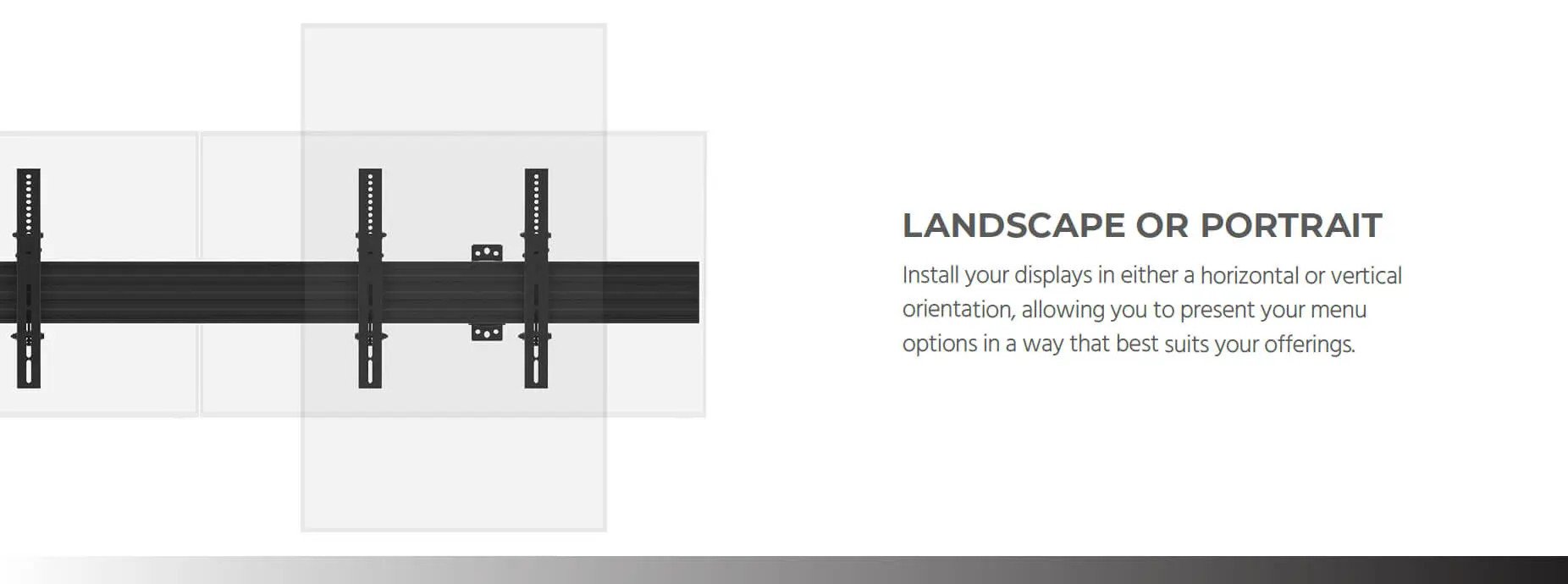 2x1 Display Adjustable Tilt Menu Board TV Wall Mount for LED Screens between 32in to 65in, Max Weigh