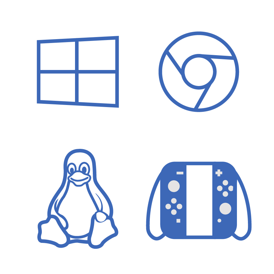 Windows, Chrome, Linux, Switch icons