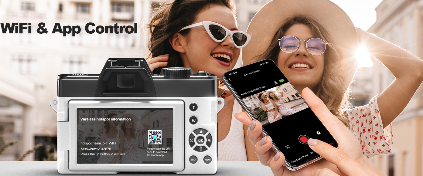 WiFi app control digital camera for remote selfie travel portrait photography