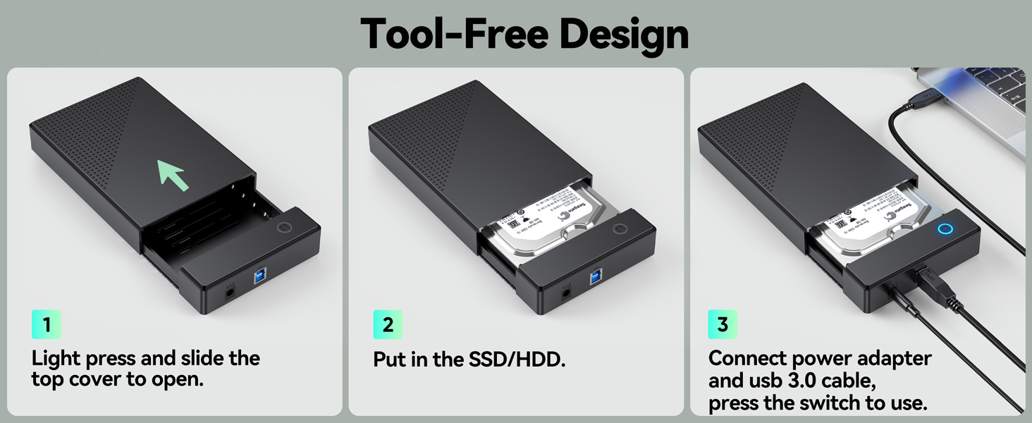 3.5 Hard Drive Enclosure, External 3.5 2.5 inch SSD HDD Enclosure Hard Drive Adapter