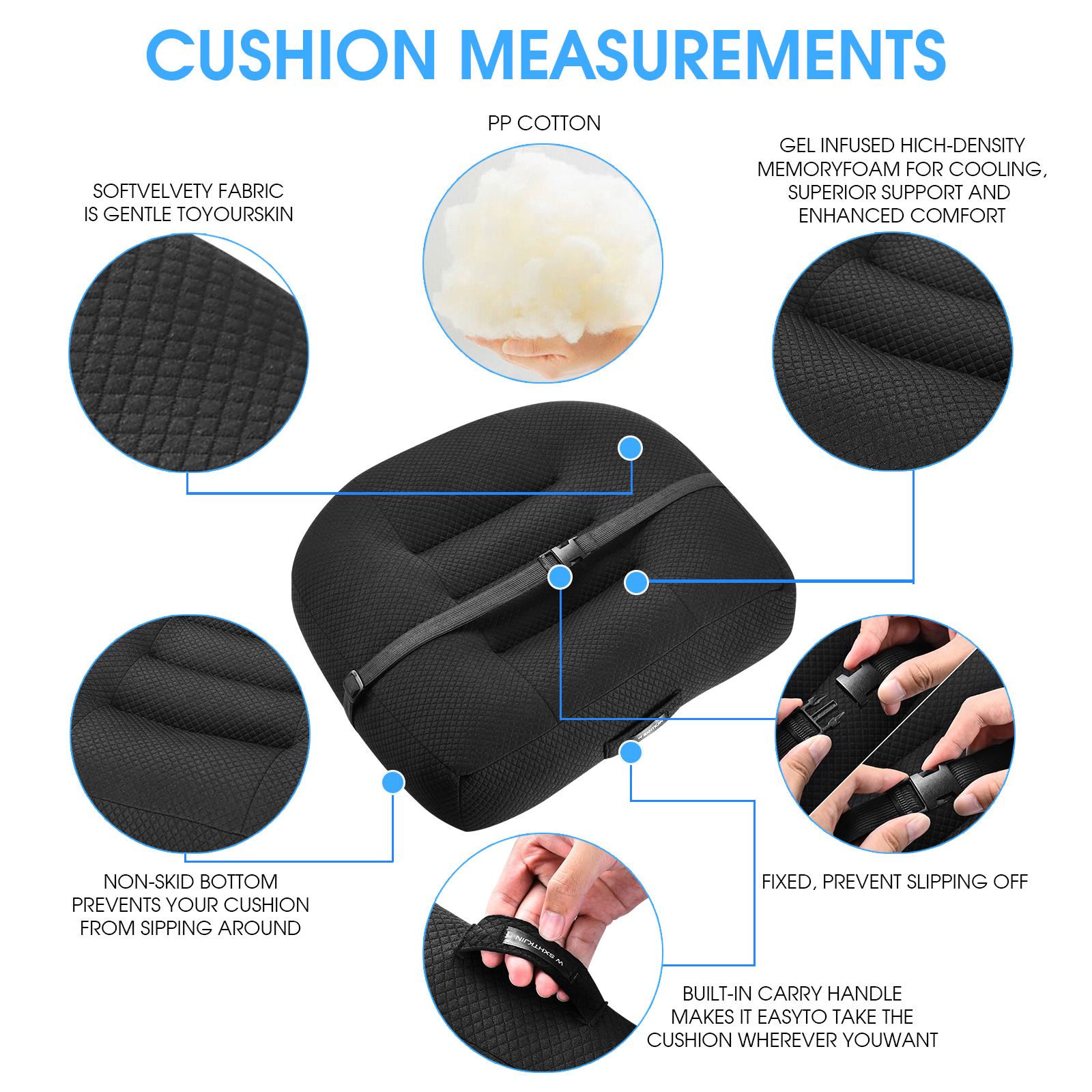 Tohuu Car Booster Cushion Adult Seat Booster Car Memory Foam Car Cushion  For Truck Driver Short People Office Chair Wheelchair Plane competent 
